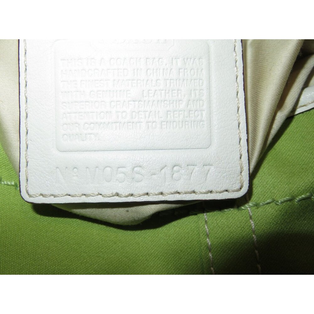 Coach 2005 Vintage Soho White Leather & Green Sateen Shoulder Bag - Picture 8 of 10